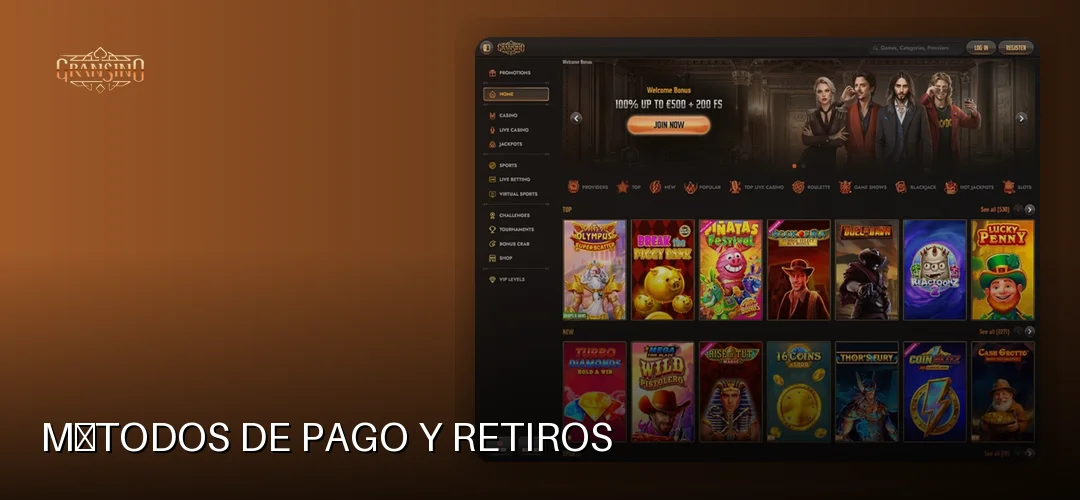 Métodos de pago y retiros